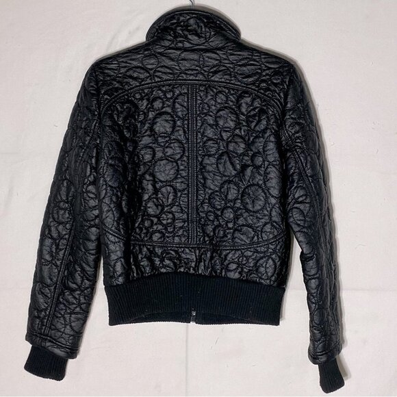 VERO Moda Black Faux Leather Circle Quilted Mock Neck Jacket M - Picture 13 of 14